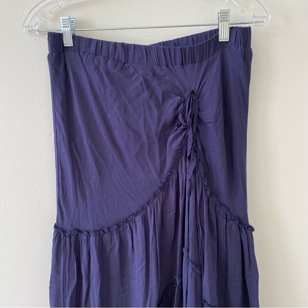 Solitaire by Ravi Khosla Women’s Strapless Ruffle Dress Navy Blue NEW
